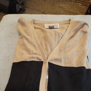 August Silk Tan and Black Cardigan Set. With Sleeveless Crew.